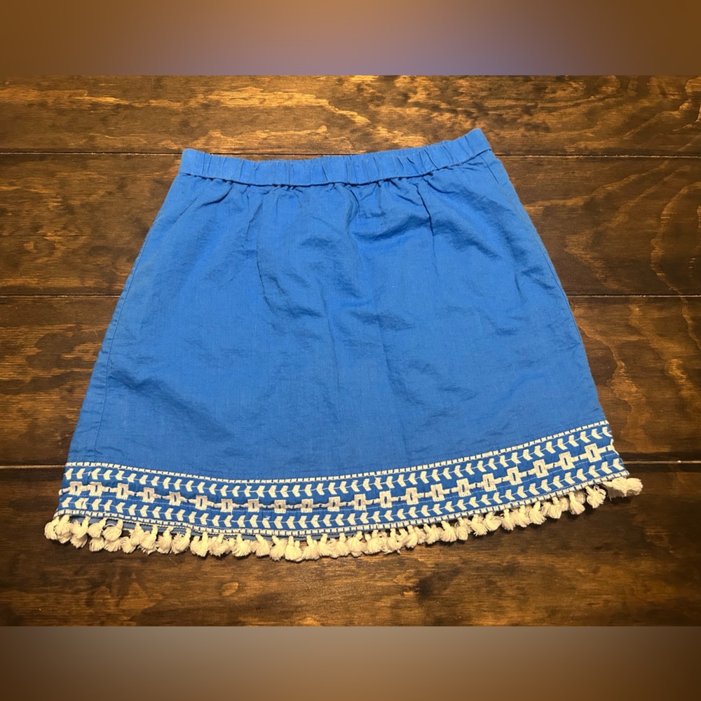 Jcrew linen fringe skirt
